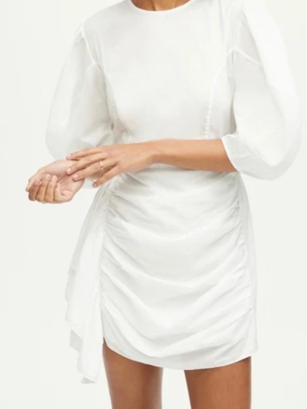 RHODE Pia White Puff-Sleeve Mini Dress | Size M